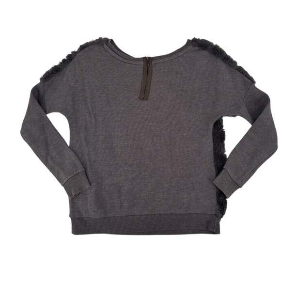 Bershka Collection Womens Faux Fur Knit Sweater Size Small Top Gray Pullover - Picture 3 of 7